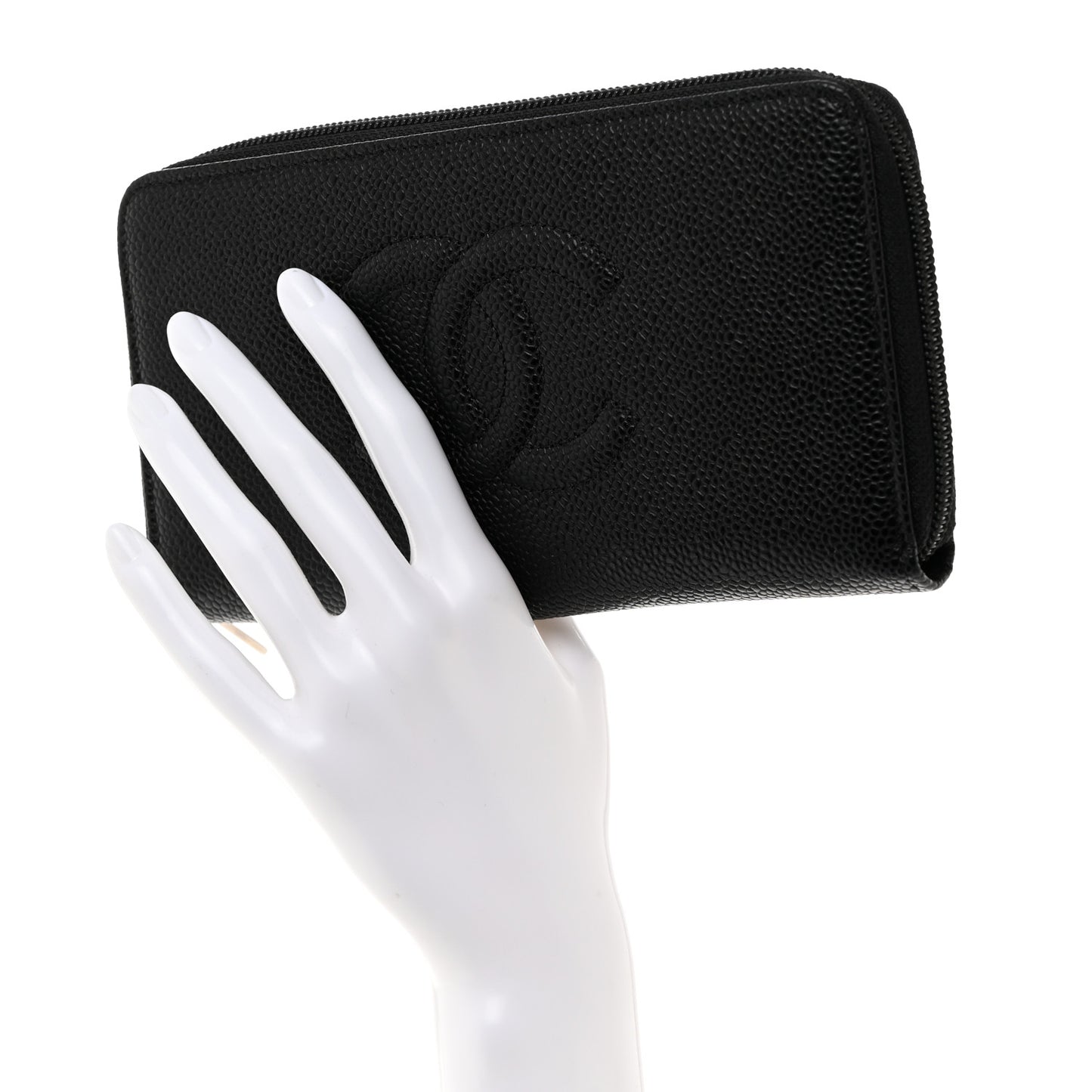 Caviar Large Timeless CC Zip Around Wallet Black