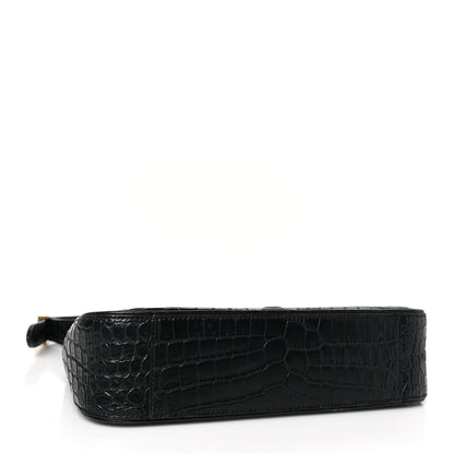 Saint Laurent Calfskin Crocodile Embossed LE 5 A 7 Hobo Black 4 of 10