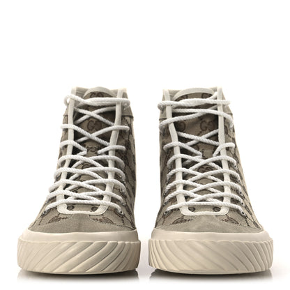 Gucci Monogram Suede Mens Tortuga High Top Sneakers 11 Beige Ebony Oatmeal Mystic White 3 of 12