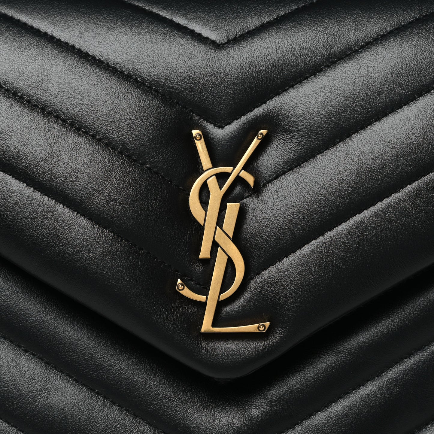 Calfskin Y Quilted Monogram Medium Loulou Chain Satchel Black