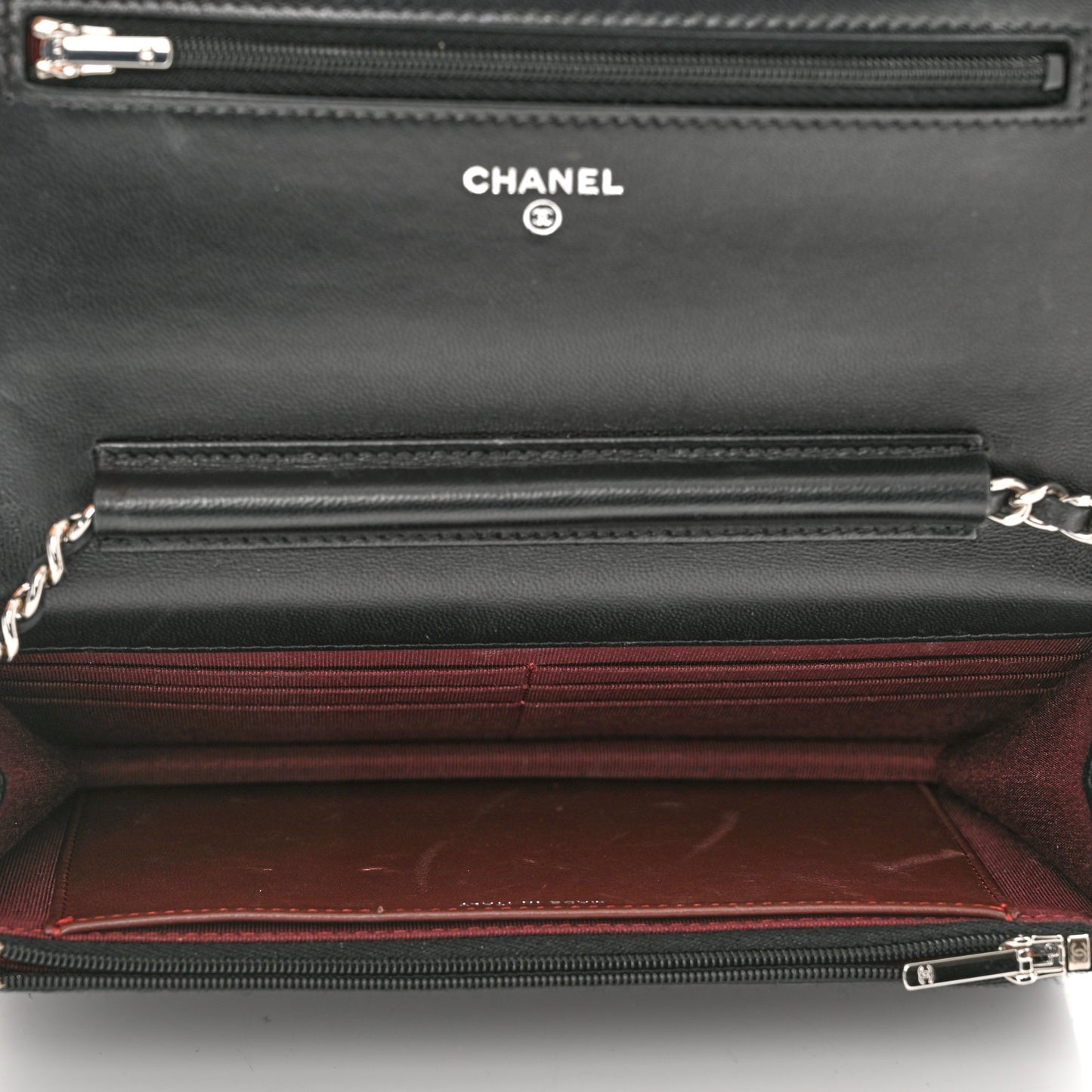 Lambskin Quilted Wallet On Chain WOC Black