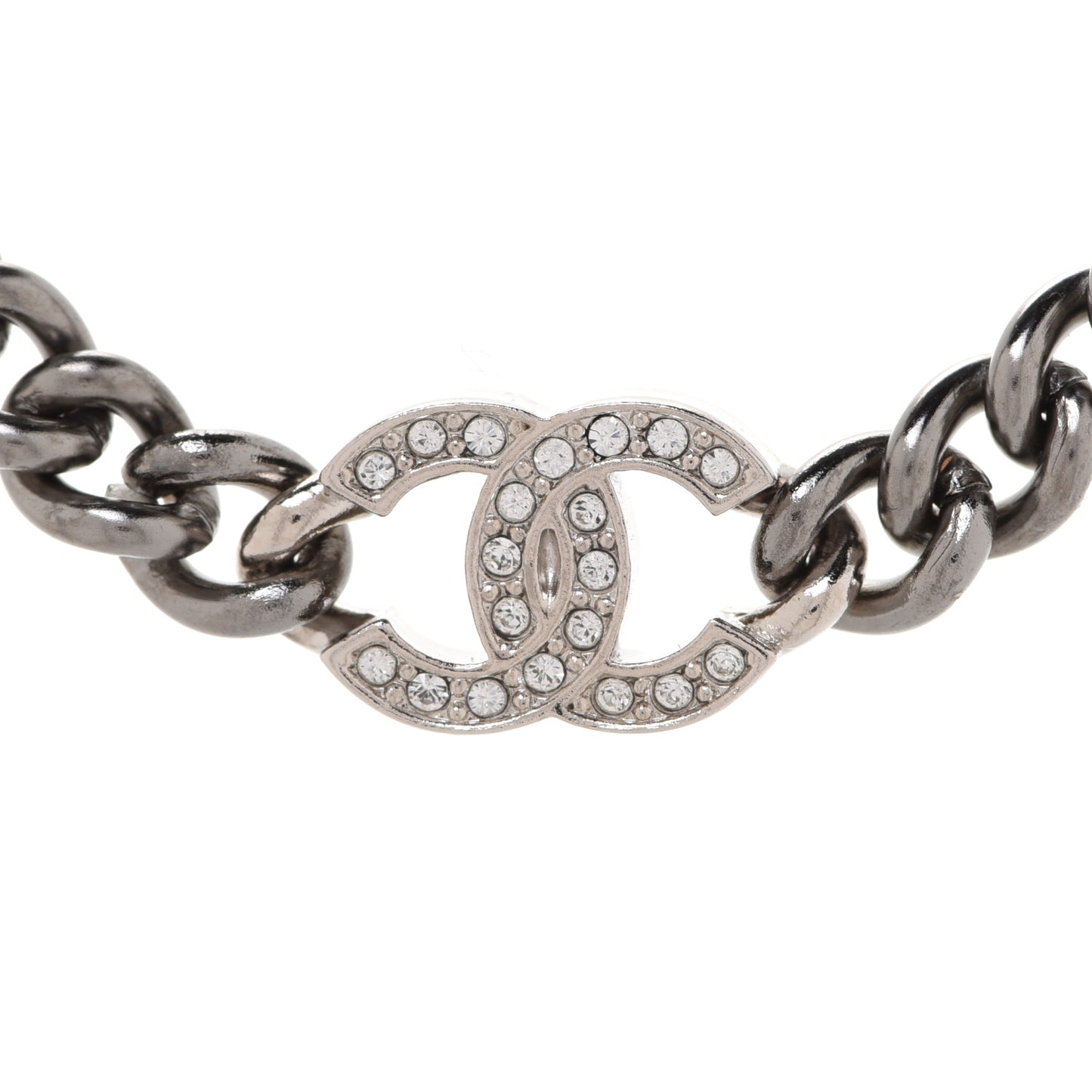 Ruthenium Crystal Chain CC Lucky Charms Choker Silver