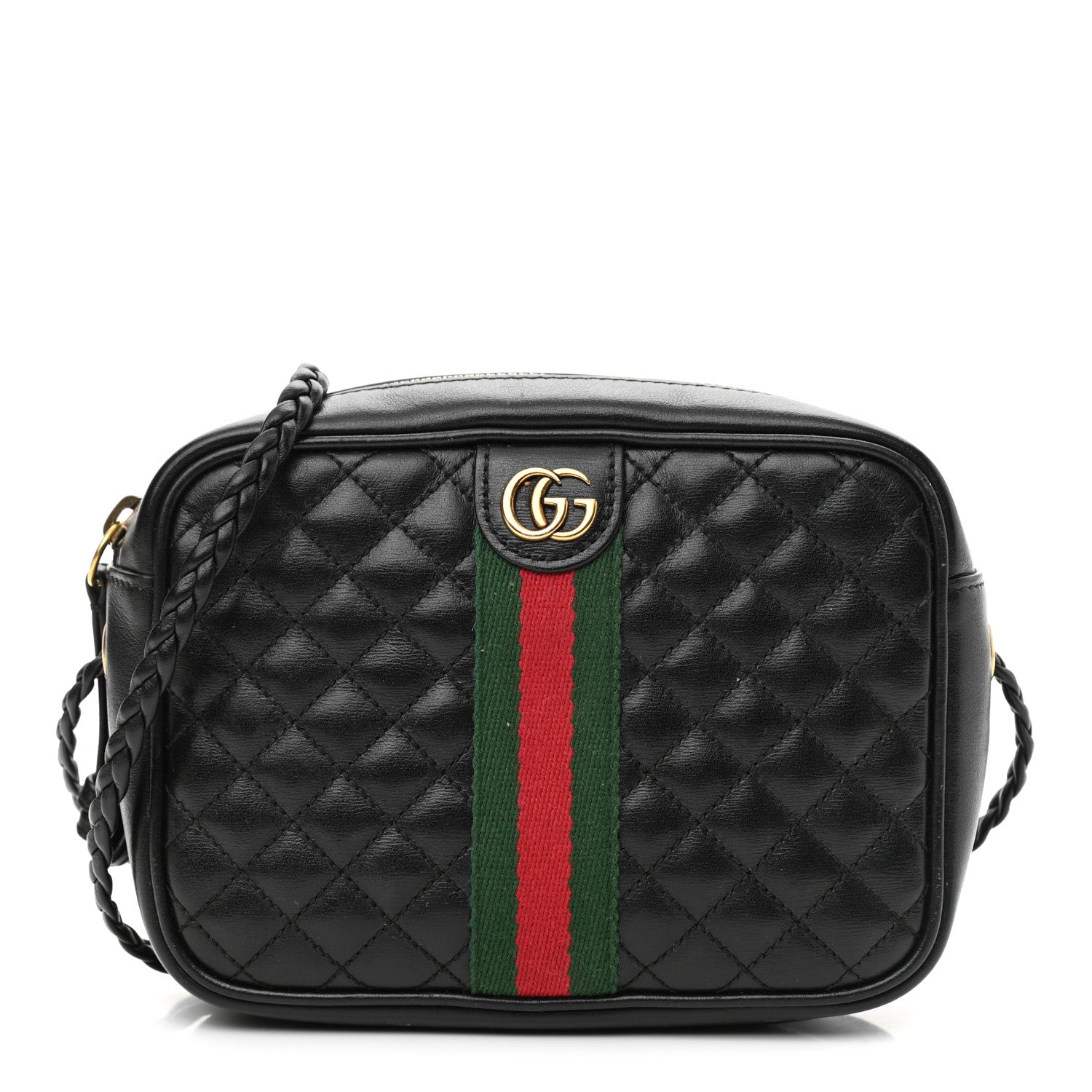 Gucci Calfskin Trapuntata Web Mini GG Shoulder Bag Black 1 of 10