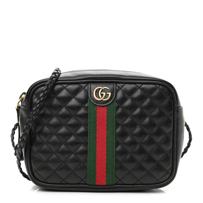 Gucci Calfskin Trapuntata Web Mini GG Shoulder Bag Black 1 of 10