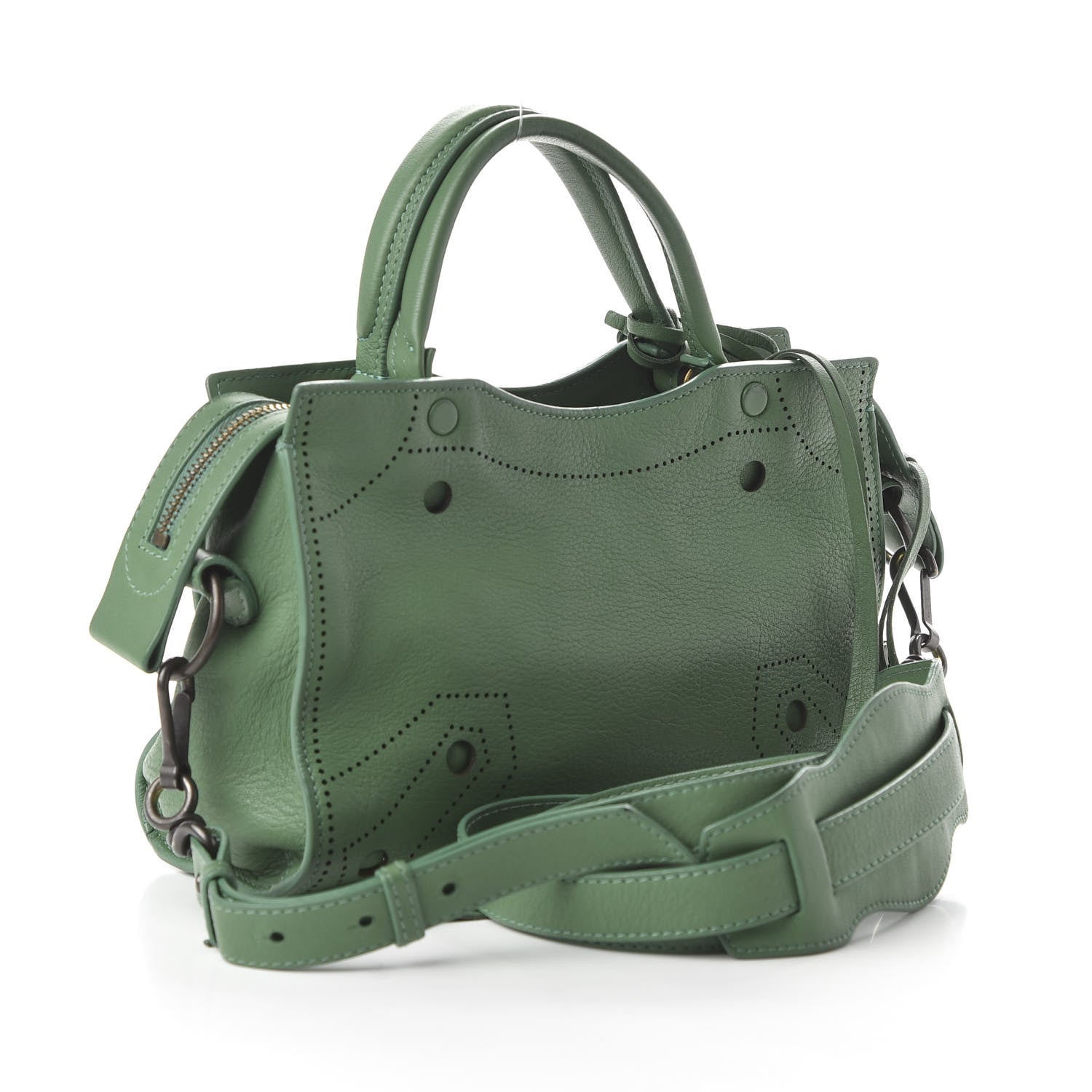 Balenciaga Chevre Perforated Blackout Hardware Nano City Green 3 of 12