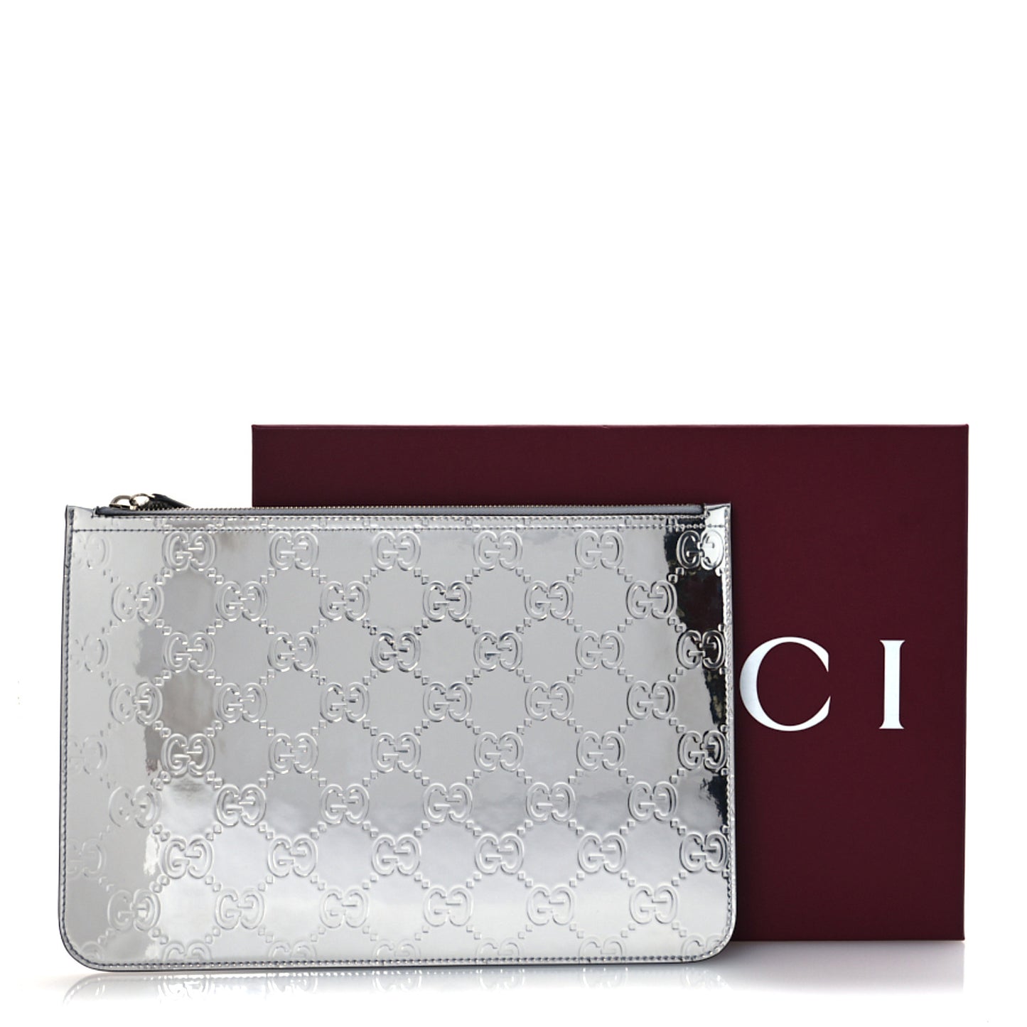 Guccissima Mirror Effect GG Pouch Silver
