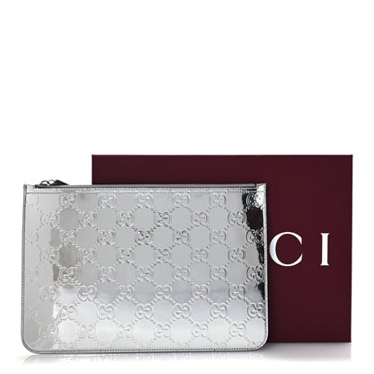 Gucci Guccissima Mirror Effect GG Pouch Silver 6 of 6