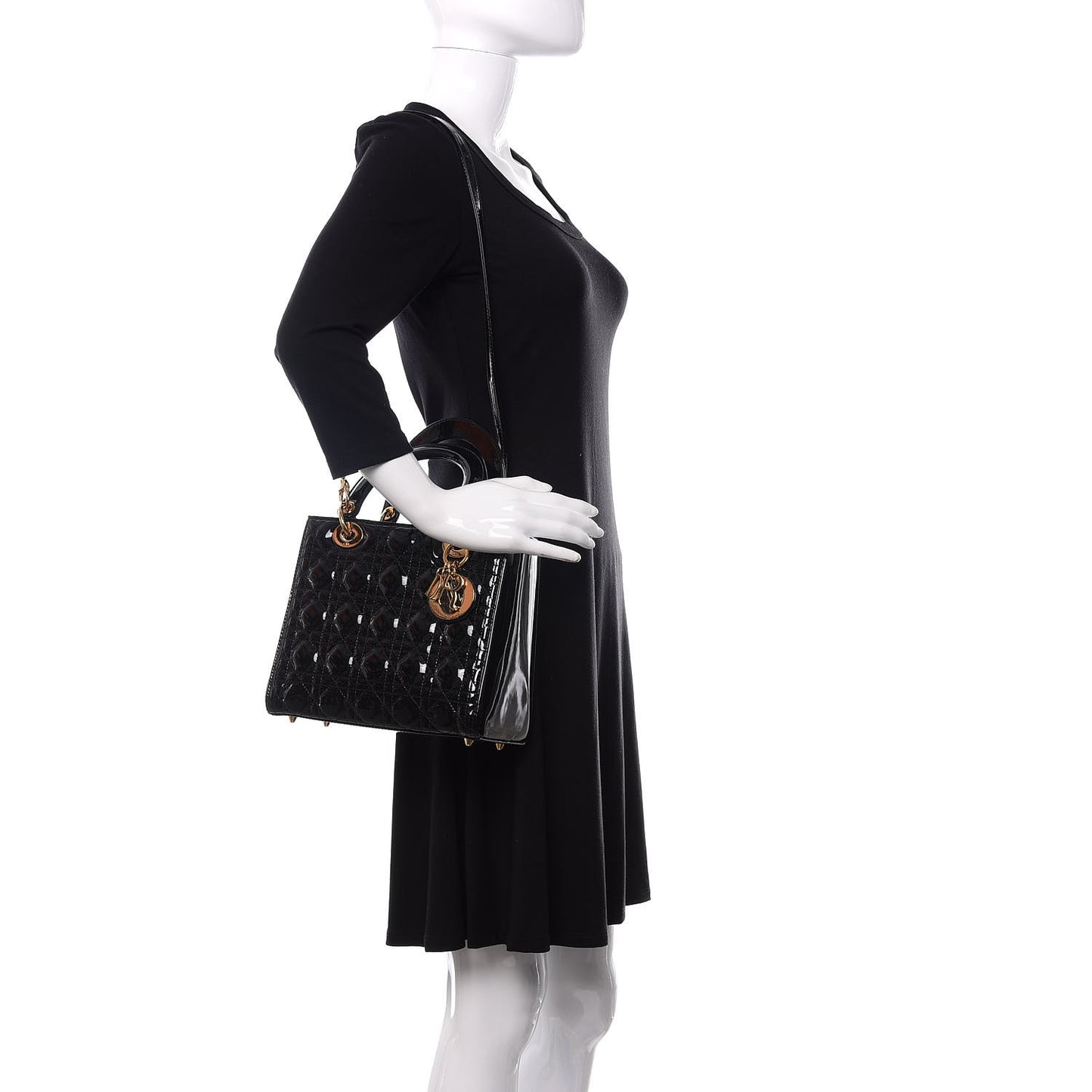Patent Cannage Medium Lady Dior Black