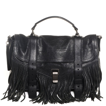 Proenza Schouler Lambskin Fringe Medium PS1 Satchel Black 1 of 14