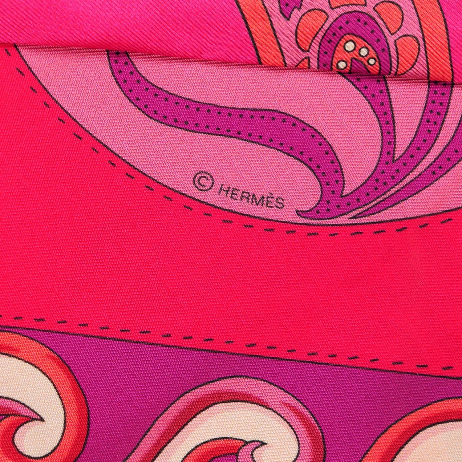Hermes Silk Festival des Amazones Maxi Twilly Fuchsia Rose Indien Corail 4 of 5
