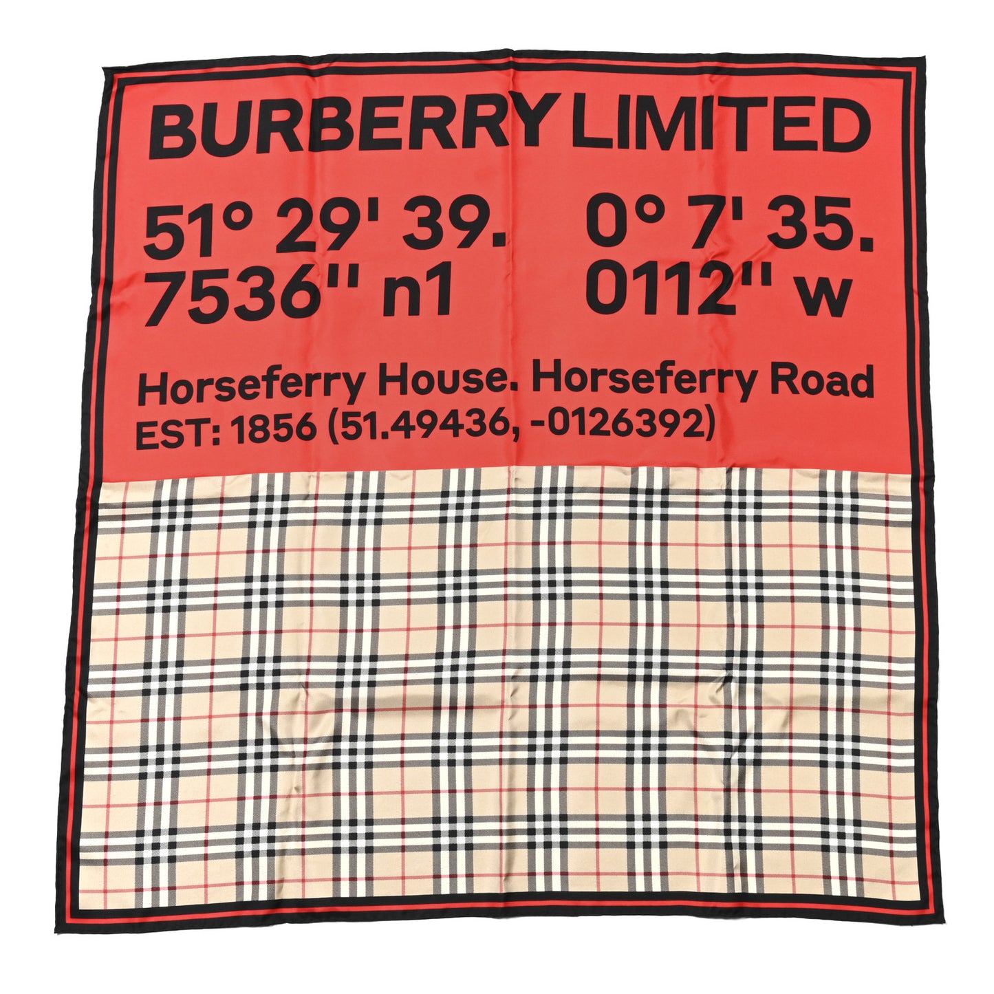 Silk Double Print Burberry Limited Graphic Check Square Scarf Archive Beige Pink Red