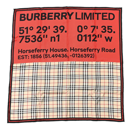 Burberry Silk Double Print Burberry Limited Graphic Check Square Scarf Archive Beige Pink Red 1 of 4
