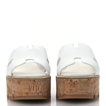 Hermes Calfskin Cork Eze 30 Sandals 36 White 3 of 10