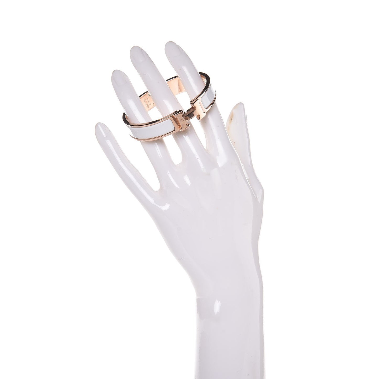 Enamel Narrow Clic Clac H Bracelet PM White