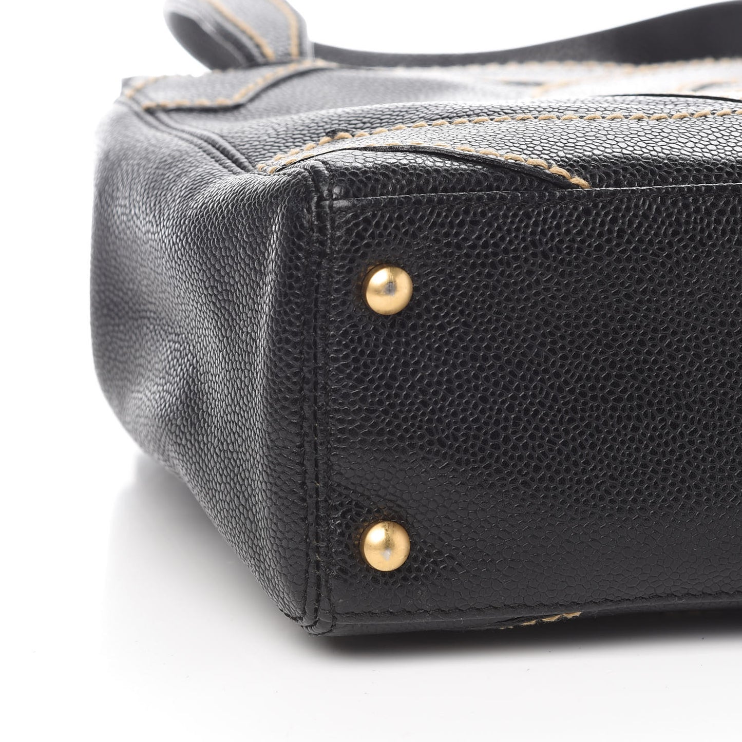 Caviar CC Stitched Small Tote Black