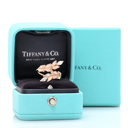 Tiffany 18K Rose Gold Diamond Victoria Vine Bypass Ring 52 6 5 of 5