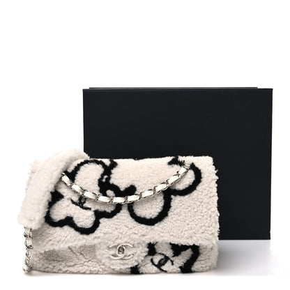 Chanel Wool Shearling Medium Single Flap White Black 11 of 11