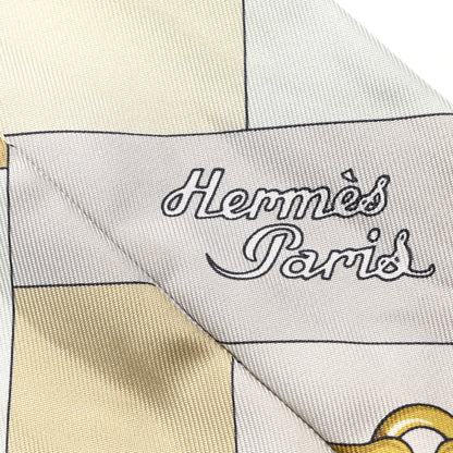 Hermes Silk Cliquetis Twilly White Jaune Clair Dore 5 of 6