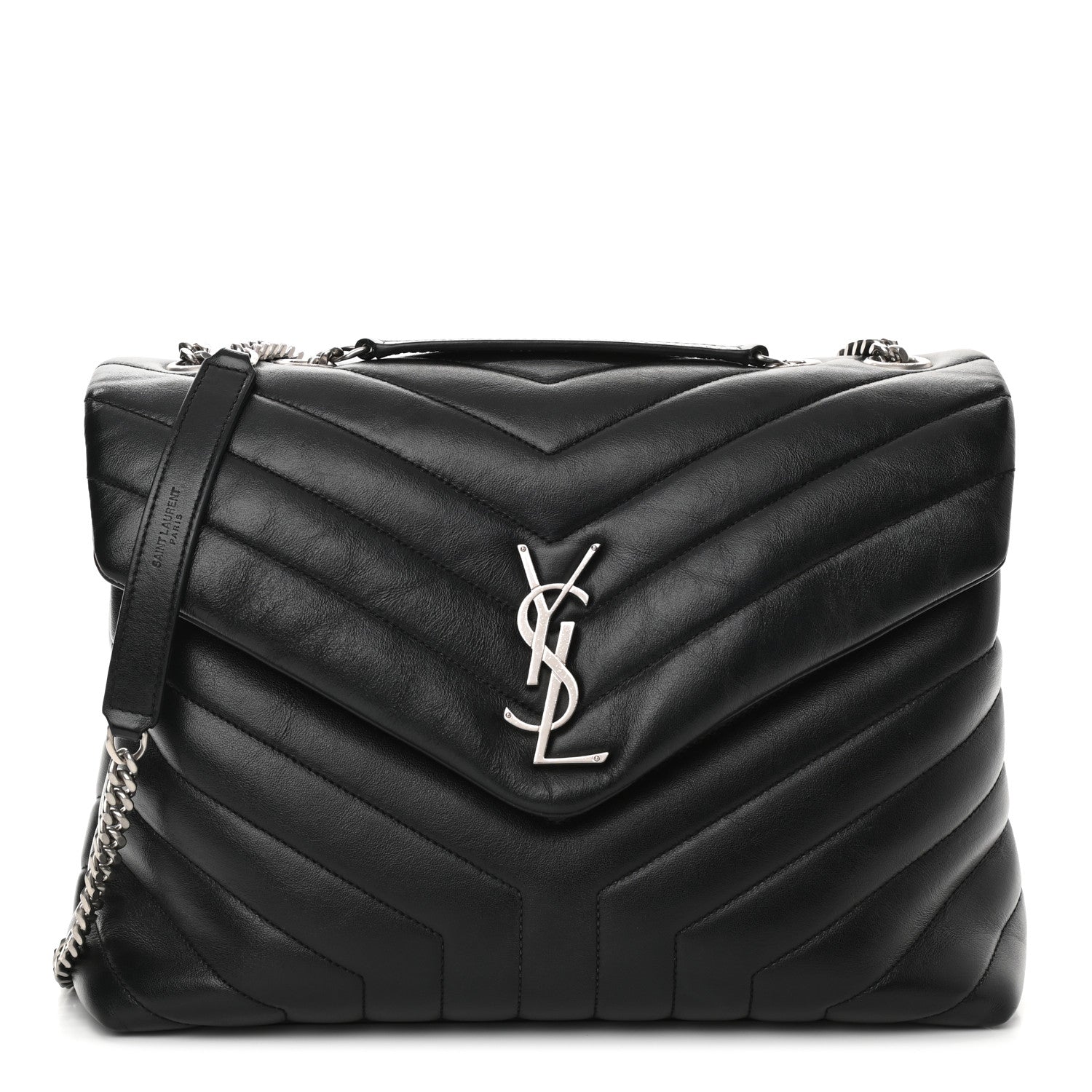 Saint Laurent Calfskin Y Quilted Monogram Medium Loulou Chain Satchel Black 1 of 12