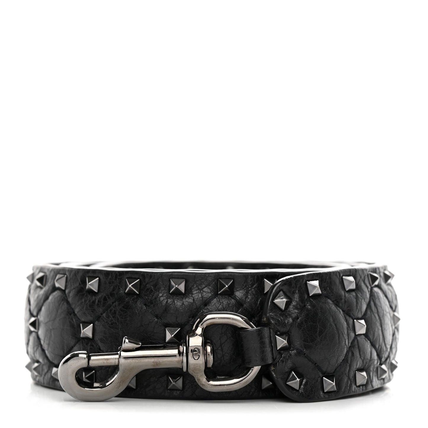Craquele Nappa Rockstud Spike Shoulder Strap Black