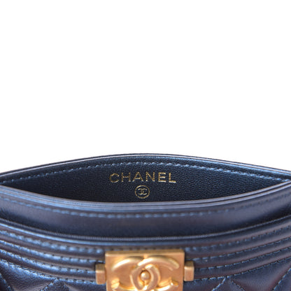 Chanel Metallic Lambskin Quilted Boy Card Holder Blue 8 of 12