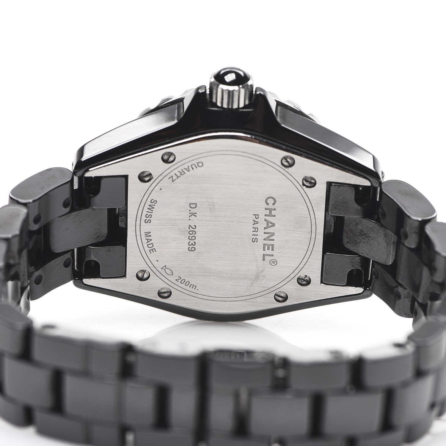 Chanel Stainless Steel Ceramic Diamond Pave Bezel 33mm J12 Quartz Watch Black 4 of 5