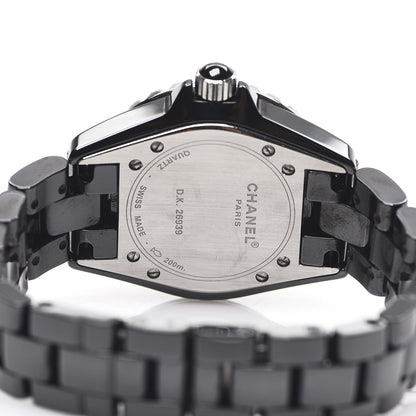 Chanel Stainless Steel Ceramic Diamond Pave Bezel 33mm J12 Quartz Watch Black 4 of 5