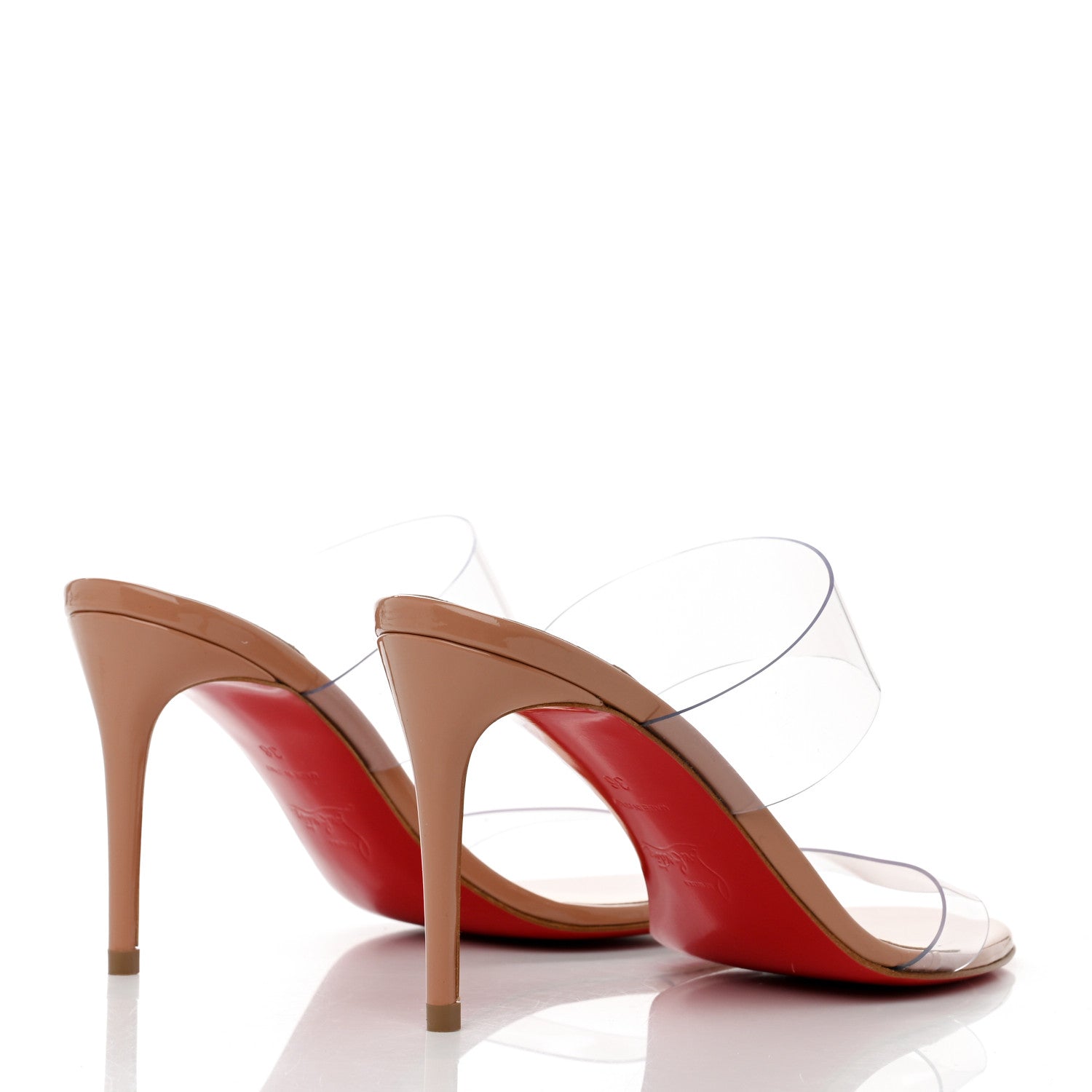 Christian Louboutin Patent PVC Just Nothing 85 Slide Sandals 36 Nude 4 of 8