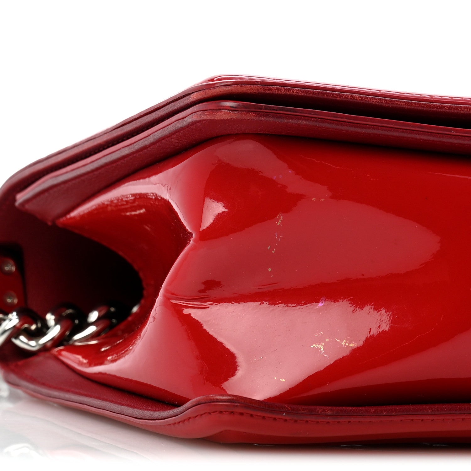 Chanel Patent Calfskin Quilted Medium Plexiglass Boy Flap Red 8 of 13