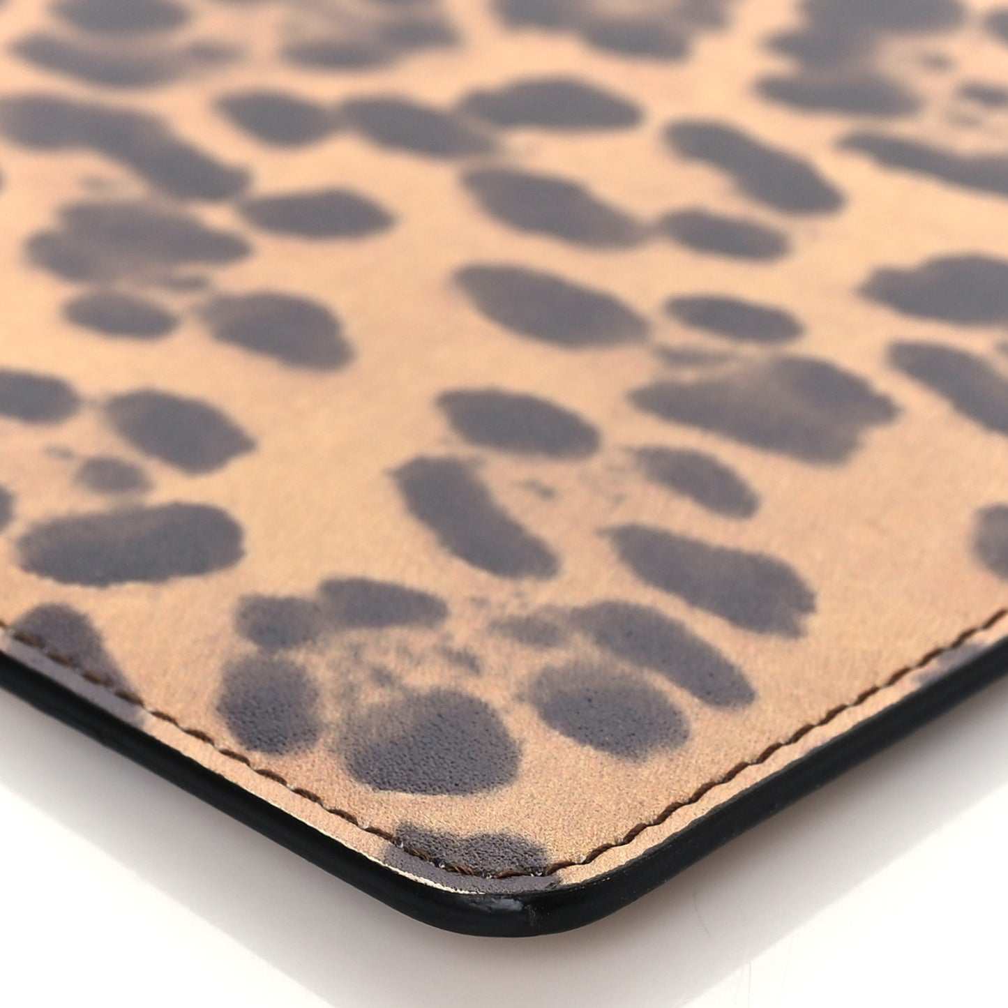 Calfskin Leopard Print City Safari Large Pouch Brown