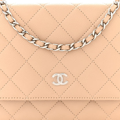 Chanel Caviar Quilted Wallet on Chain WOC Beige 9 of 12