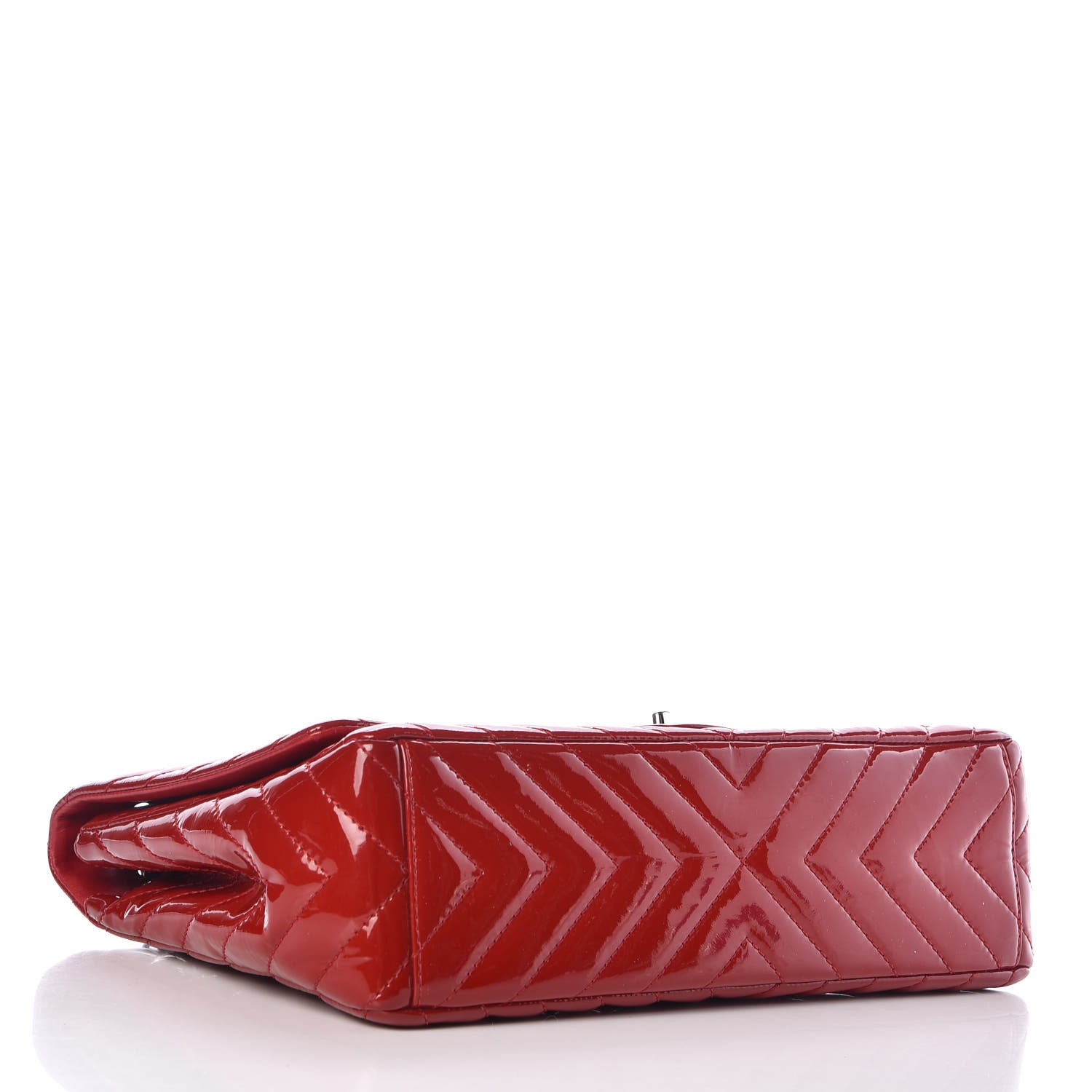 Chanel Patent Chevron Quilted Maxi Single Flap Red 4 of 12