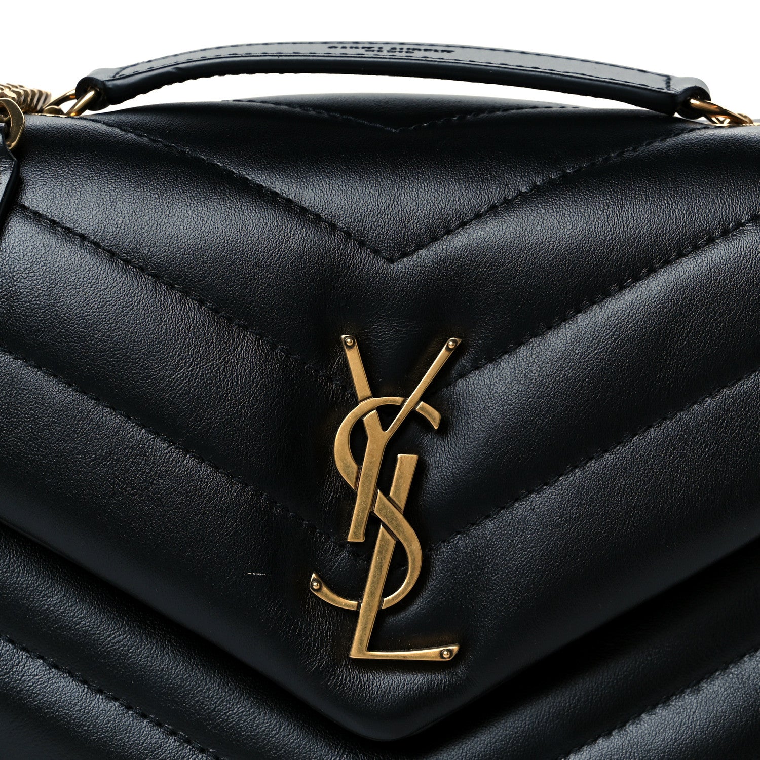 Saint Laurent Calfskin Y Quilted Monogram Small Loulou Chain Satchel Black 9 of 11