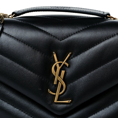 Saint Laurent Calfskin Y Quilted Monogram Small Loulou Chain Satchel Black 9 of 11