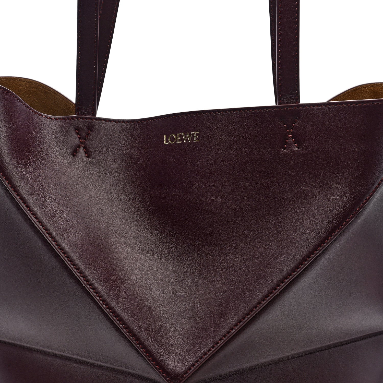 Loewe Shiny Calfskin Medium Puzzle Fold Tote Dark Burgundy 8 of 10