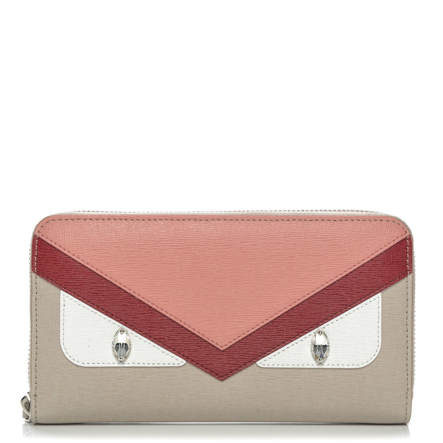Vitello Elite Crystal Eye Monster Zip Around Wallet Grigio Polvere Ribes Multicolor