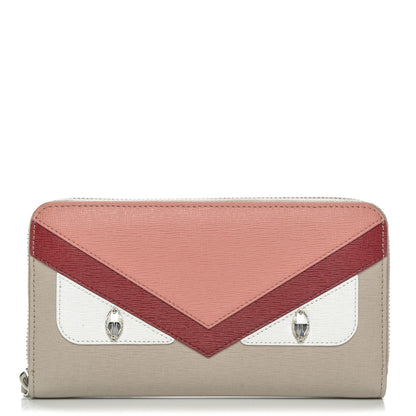 Fendi Vitello Elite Crystal Eye Monster Zip Around Wallet Grigio Polvere Ribes Multicolor 1 of 8