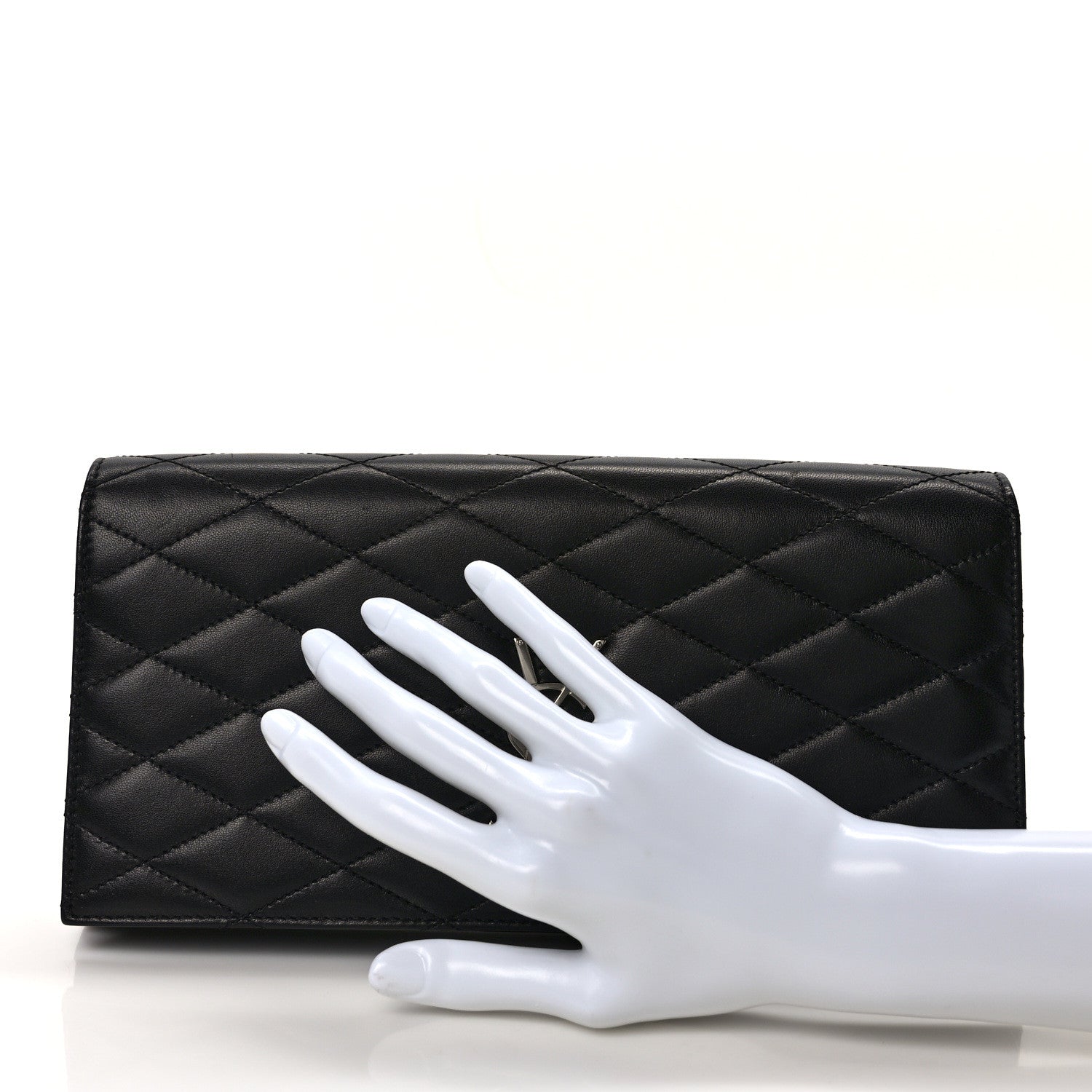 Saint Laurent Lambskin Quilted Kate Clutch Black 2 of 9