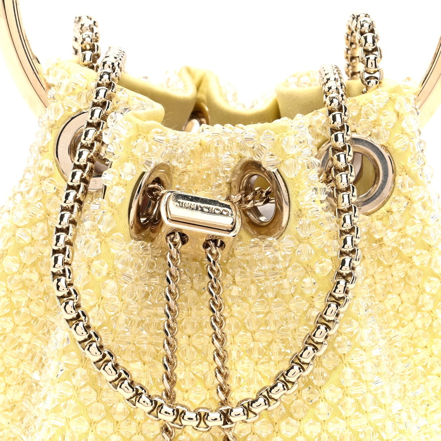 Jimmy Choo Satin Crystal Embellished Micro Bon Bon Bag Light Yellow 7 of 9