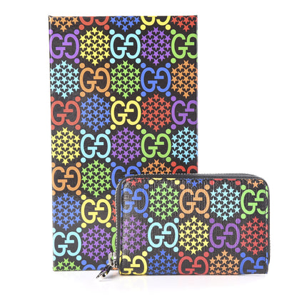 Gucci GG Supreme Monogram Psychedelic Zip Around Card Case Wallet Black 6 of 6