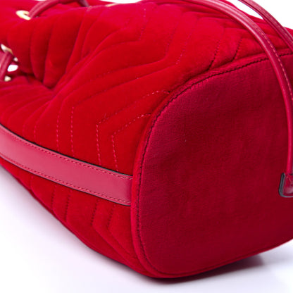 Gucci Velvet Matelasse GG Marmont Bucket Bag Hibiscus Red 8 of 9