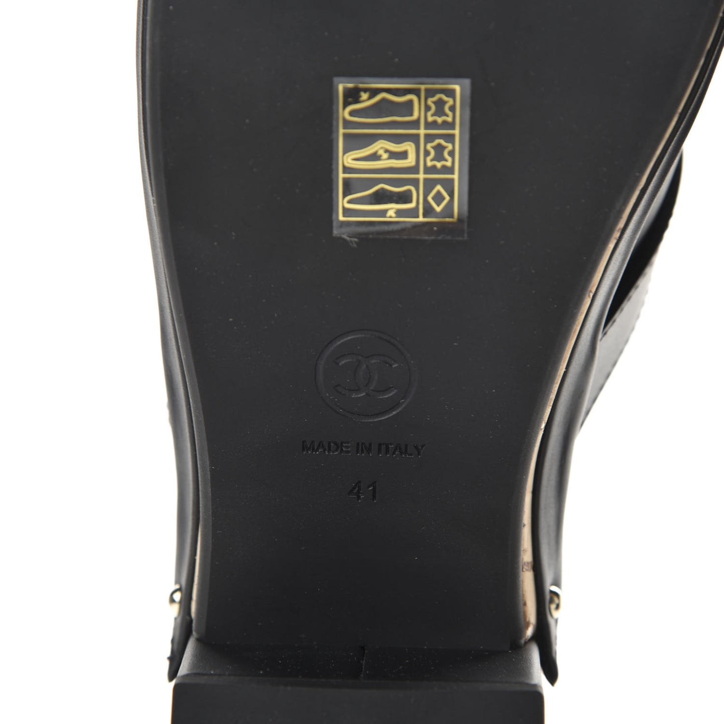 Calfskin CC Turn Lock Clogs 41 Black