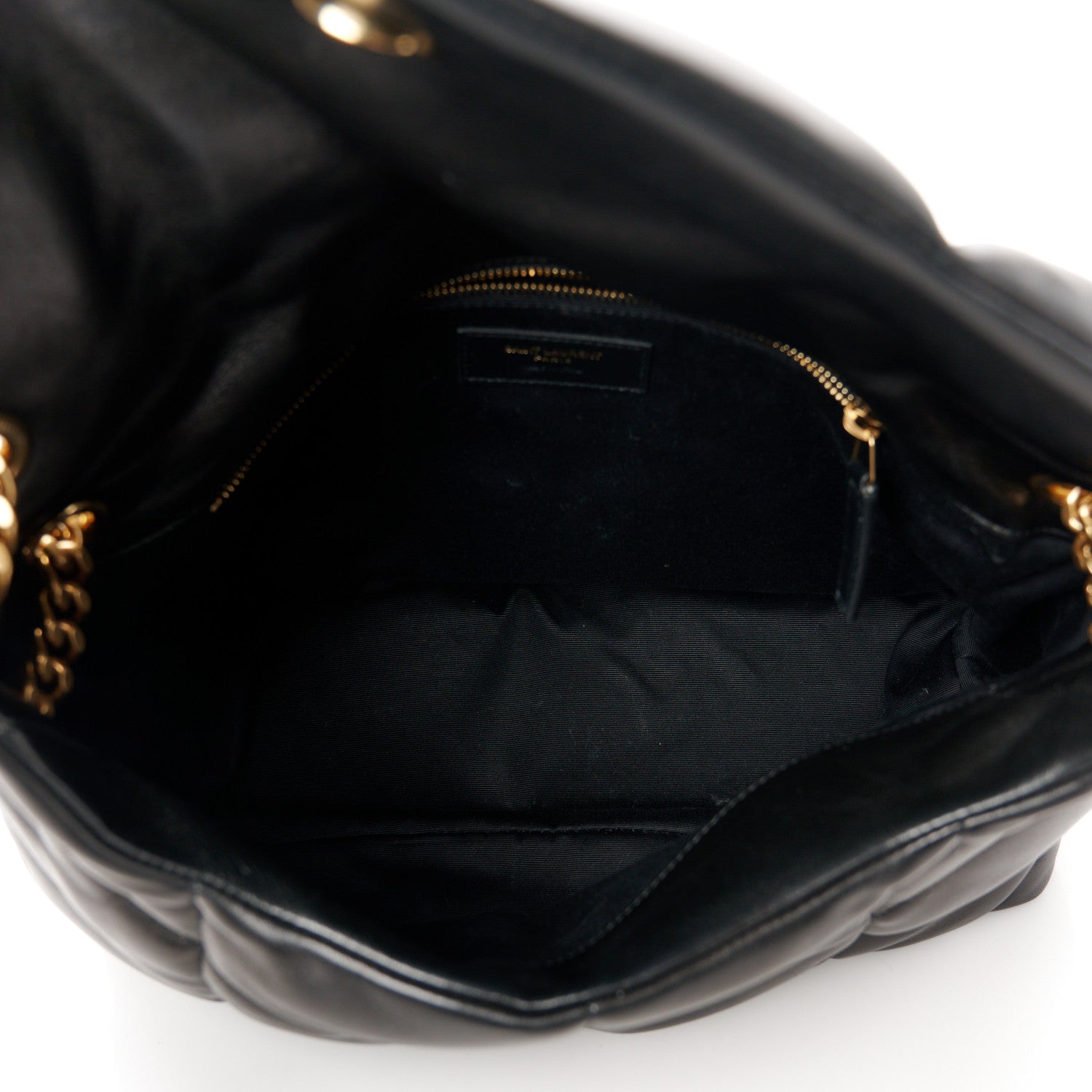 Saint Laurent Lambskin Quilted Medium Loulou Puffer Monogram Chain Satchel Black 5 of 11