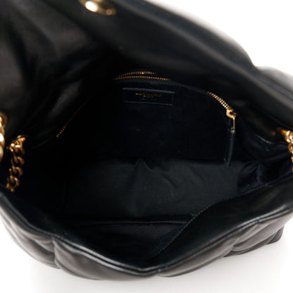 Saint Laurent Lambskin Quilted Medium Loulou Puffer Monogram Chain Satchel Black 5 of 11