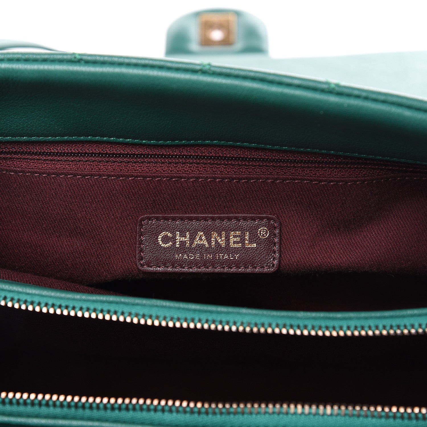 Chanel Shiny Sheepskin Quilted Large Trapezio Flap Green 6 of 13