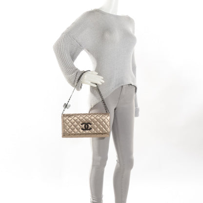 Chanel Metallic Lambskin Quilted Clutch w Butterfly Chain Gold 2 of 7