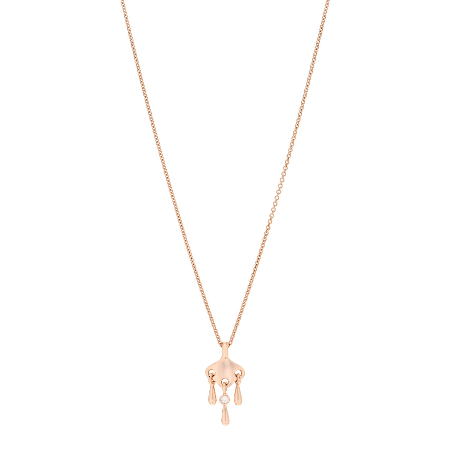 Hermes 18K Rose Gold Diamond Filet d'Or Pendant Necklace 1 of 3