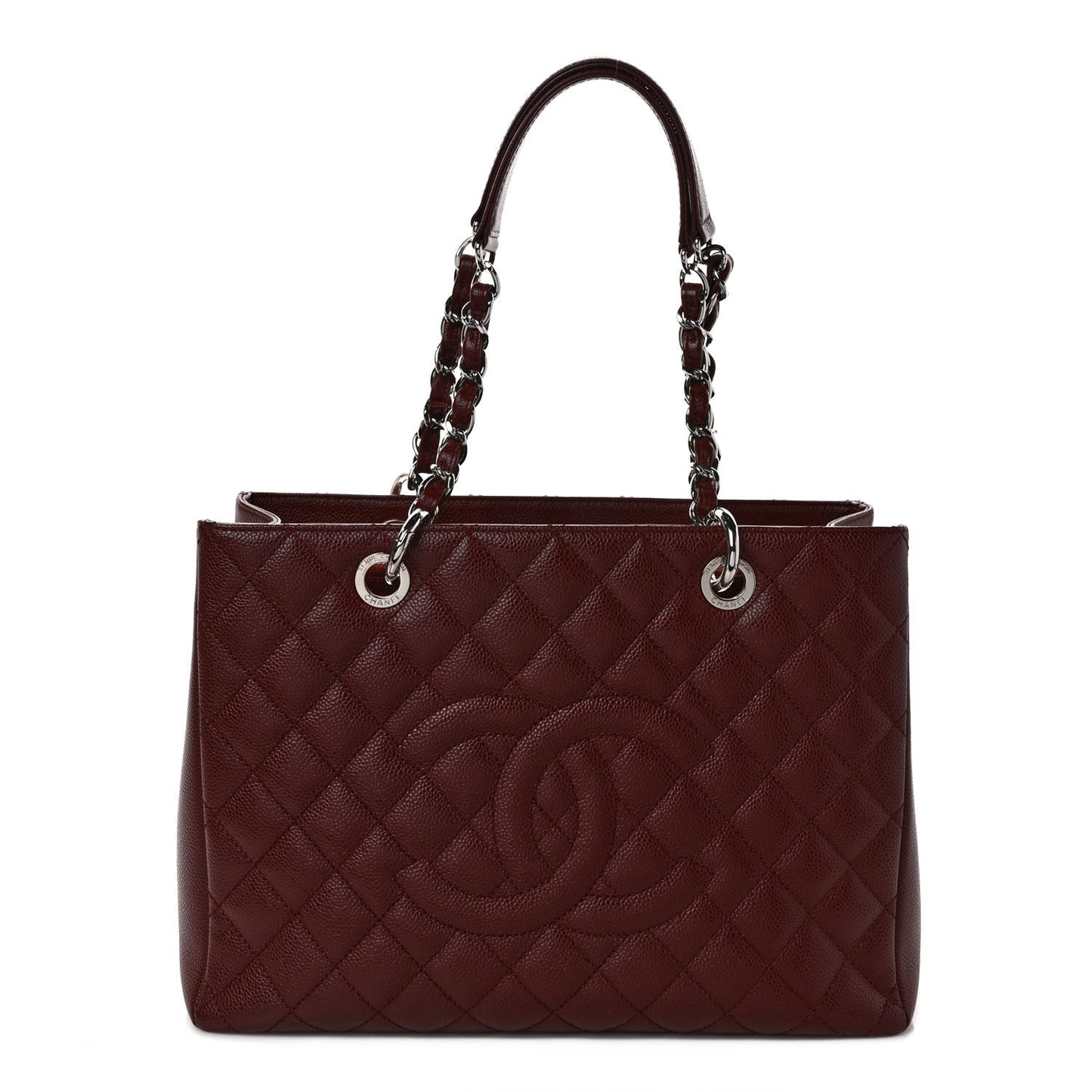 Caviar Quilted Grand Shopping Tote GST Dark Burgundy