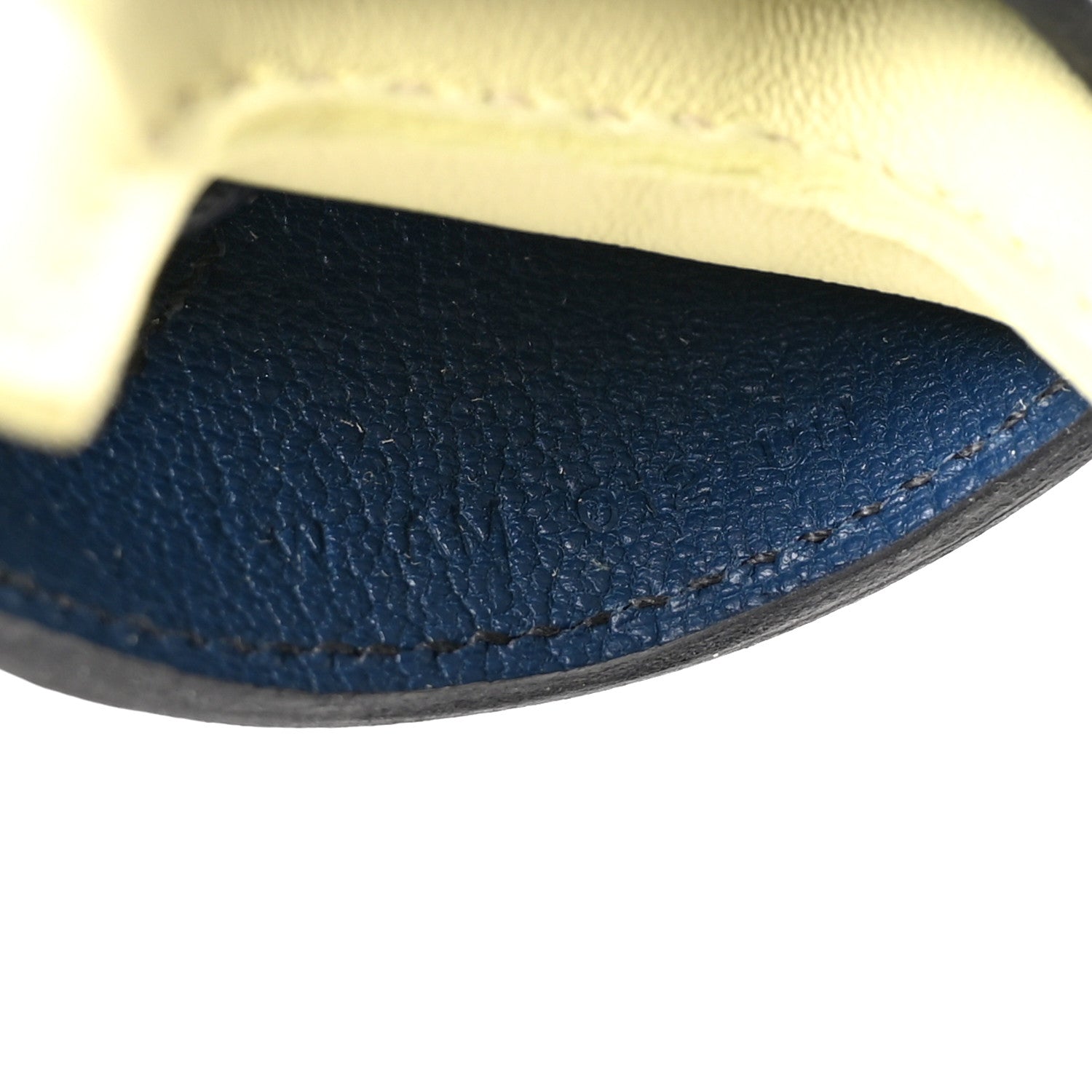 Hermes Milo Lambskin Grigri Rodeo Robeo Coeur Bag Charm PM Jaune Milton Bleu Nuit Bleu Tie 4 of 5
