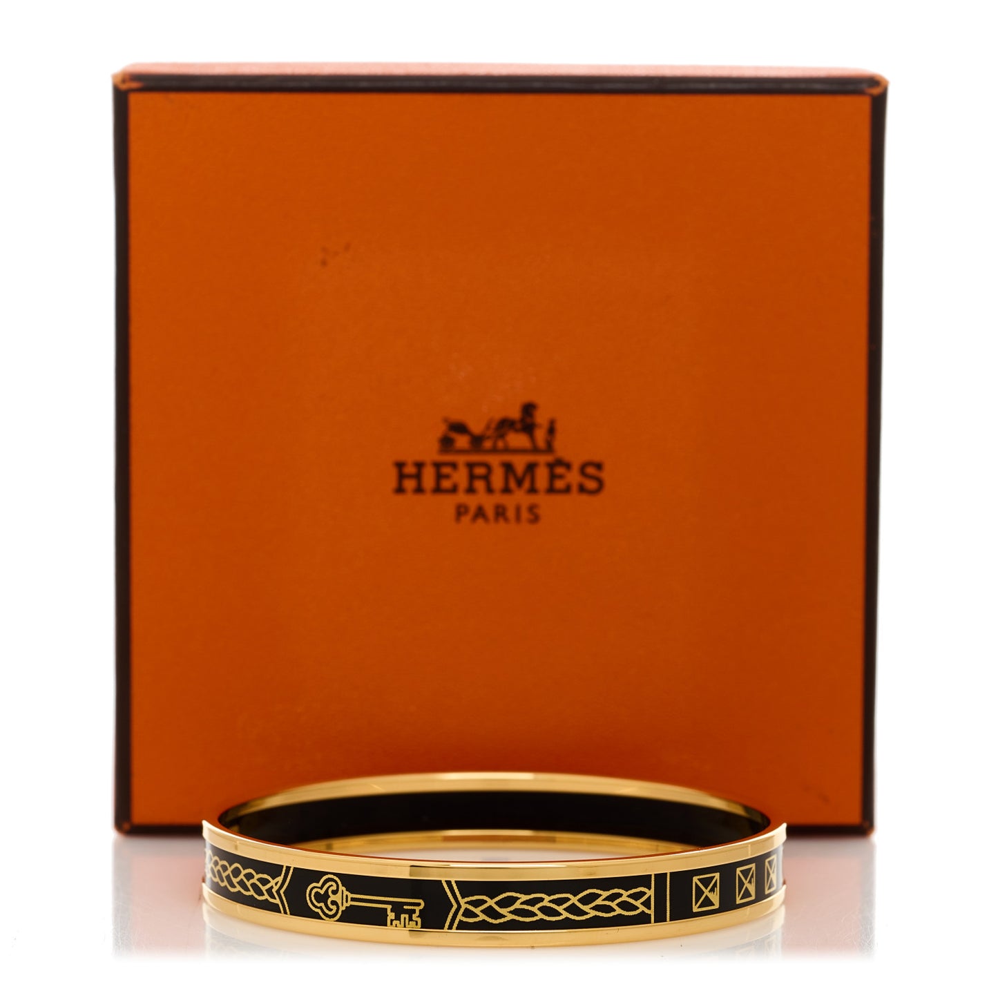 Enamel Printed Narrow Sellier Bracelet 70 Black